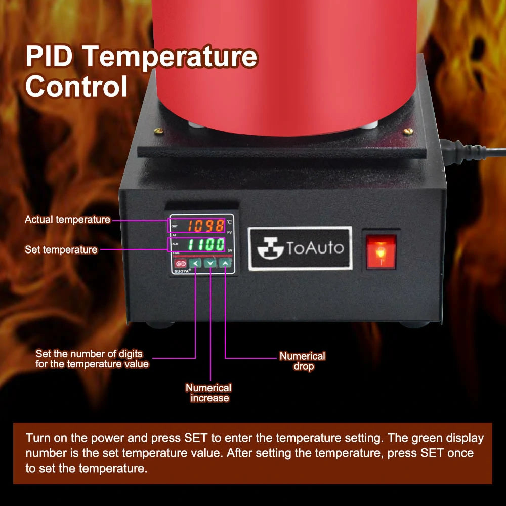 Temperature control display on the ToAuto 3KG electric gold melting furnace