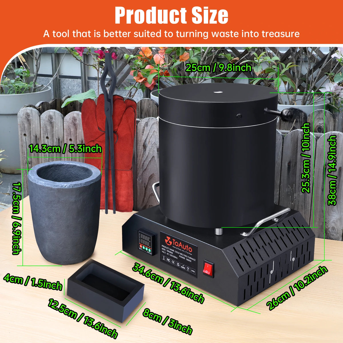 ToAuto 8KG Electric Aluminum Melting Furnace for Aluminum Copper Brass Casting