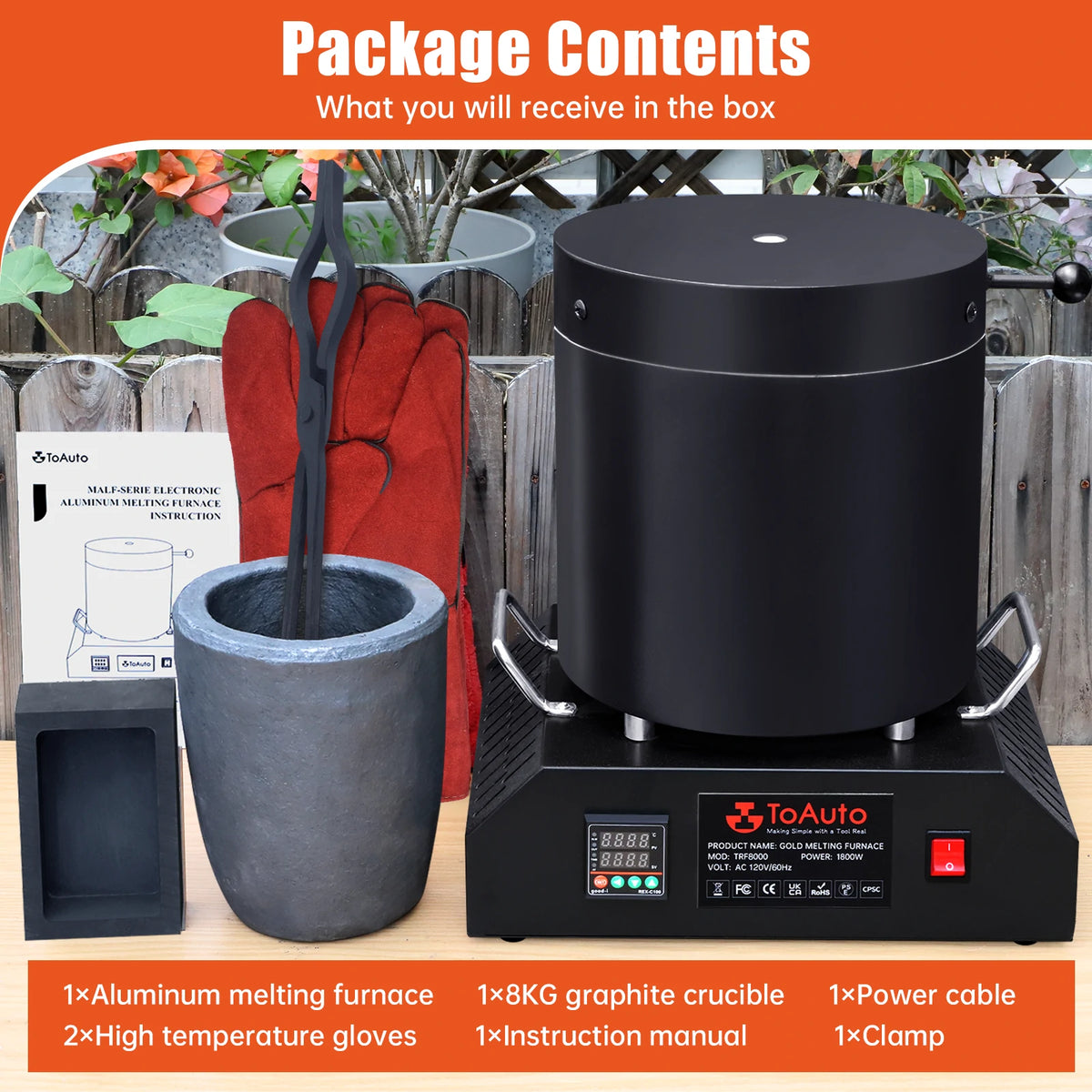 ToAuto 8KG Electric Aluminum Melting Furnace for Aluminum Copper Brass Casting