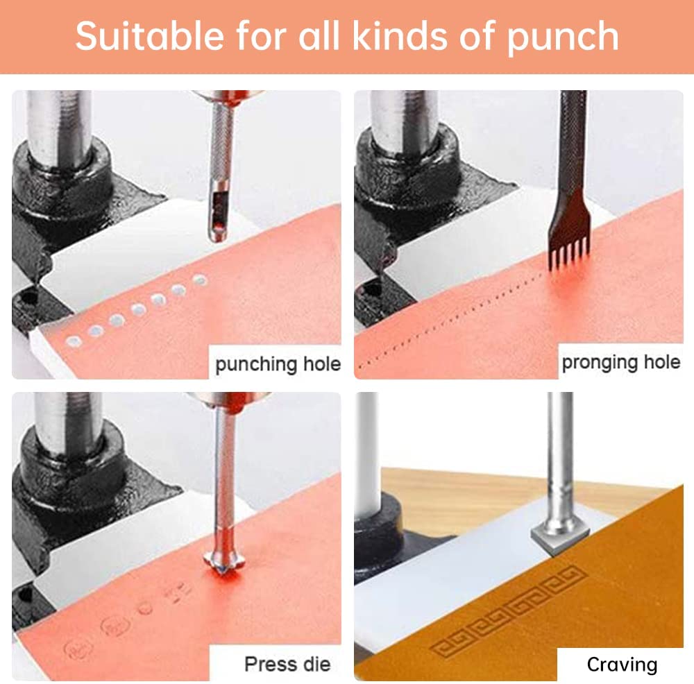 Metal hole punch for punching holes in leather goods. Device for