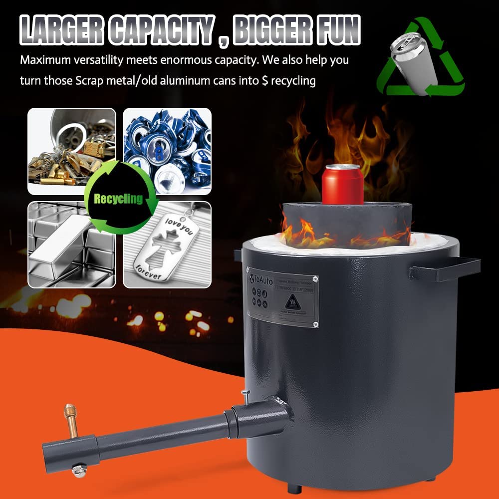 BENTISM 12KG Propane Smelting Furnace Kit, 2700℉ Melting Propane Furnace  with Double Burners