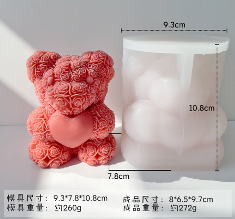 Candle Molds Wax Melting Bear Bunny Dog Rose Bouquet