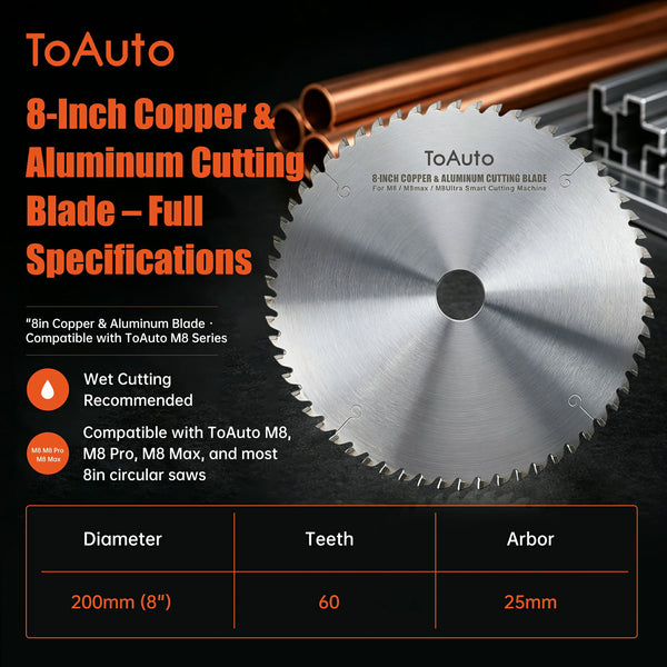 ToAuto 8-Inch Metal Cutting Saw Blade for Aluminum, Copper and Mild Steel