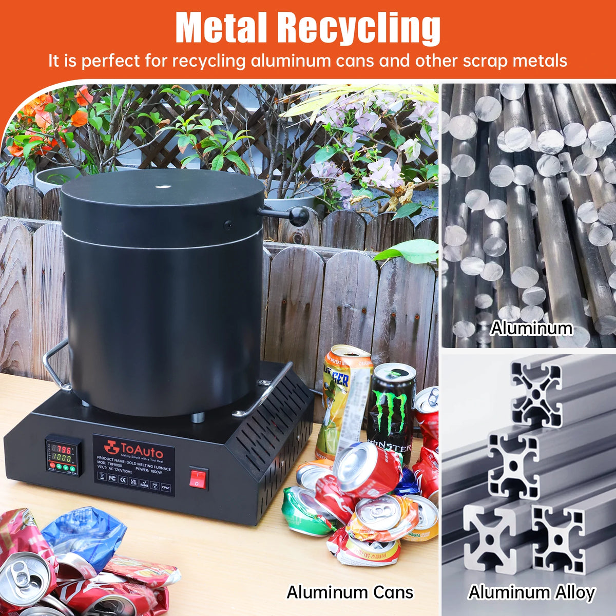 ToAuto 8KG Electric Aluminum Melting Furnace for Aluminum Copper Brass Casting