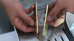 Brass bar cut with the ToAuto smart metal cutting saw, showing a smooth burr-free edge for jewelry making