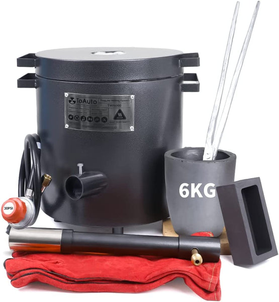 ZXMT 6KG Propane Melting Furnace Kit Graphite Crucible 1300°C /2372°F  Casting Refining Smelting for Precious Metals Gold Silver Tin Aluminum  9-in-1